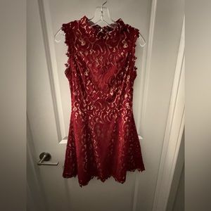 Burgundy Red Lace Dress